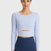 Millennia Cutout Long Sleeve Cropped Sports Top - Sky Blue