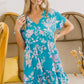 BiBi Floral Crinkle Shirred Ruffle Detail V Neck Dress - Farnelli