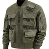 Men's Plus Size Multi-Pocket Tactical Bomber Jacket - Military Green