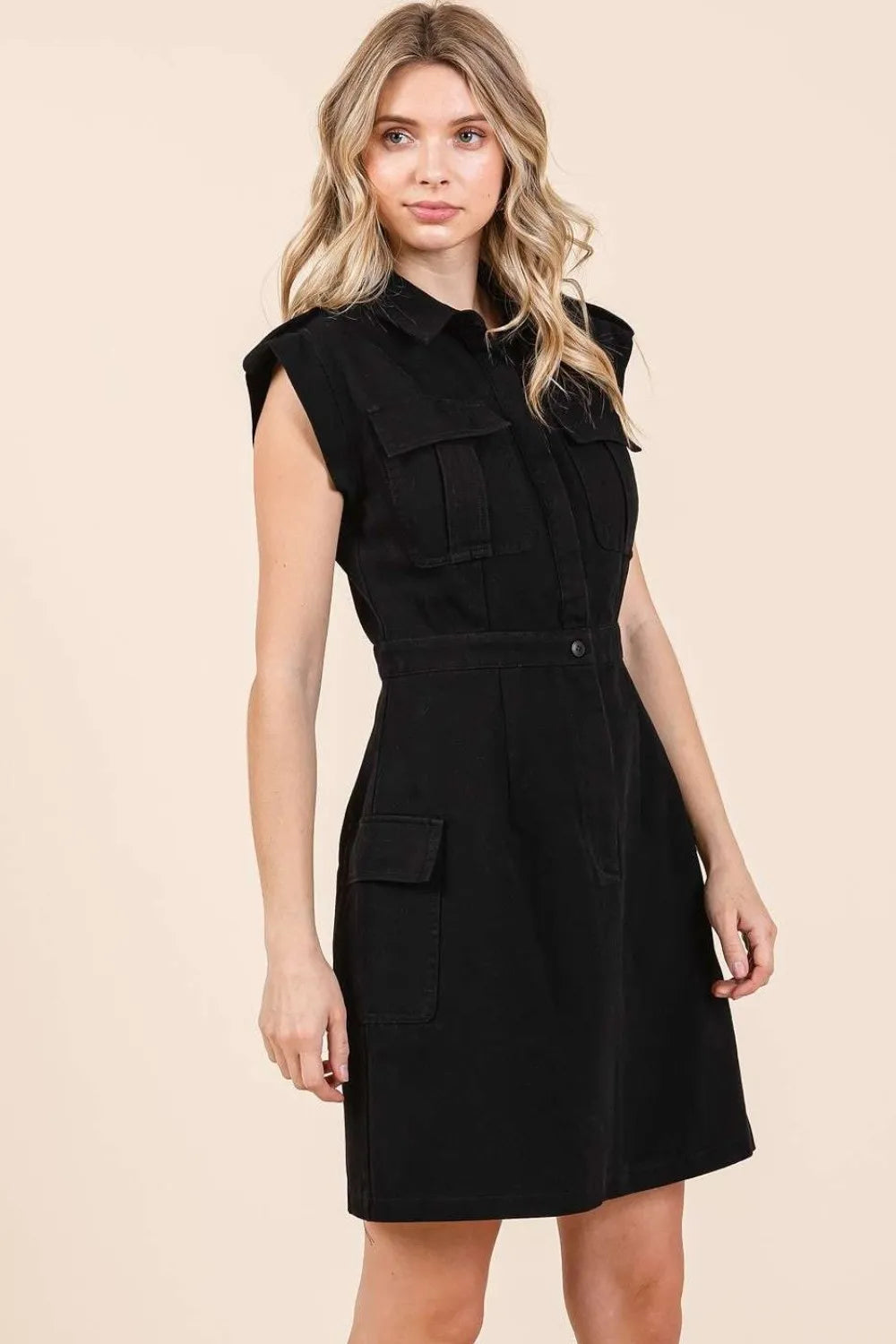 Mittoshop Cargo Pocket Half Button Mini Dress - Farnelli