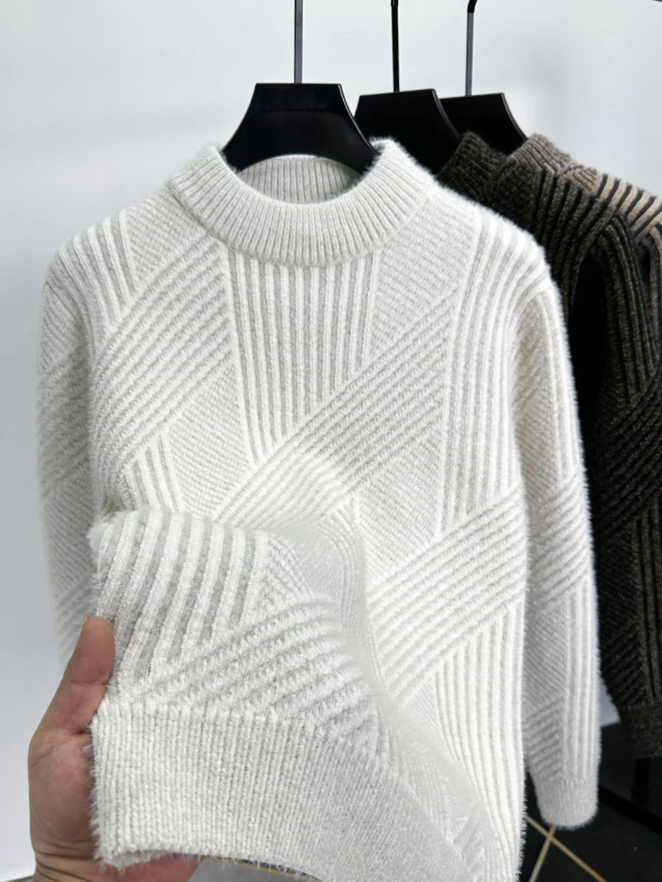 Men's Ribbed Knit Long Sleeve Sweater - Farnelli