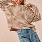 BiBi Open Seam Detail Textured Stripe Knit Top - Farnelli