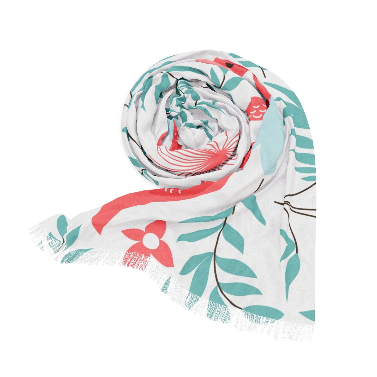 Flamingo Light Scarf - Tropical Summer Accessory, Beach Cover-Up, Gift for Her, Floral Scarf, Vacation Essential