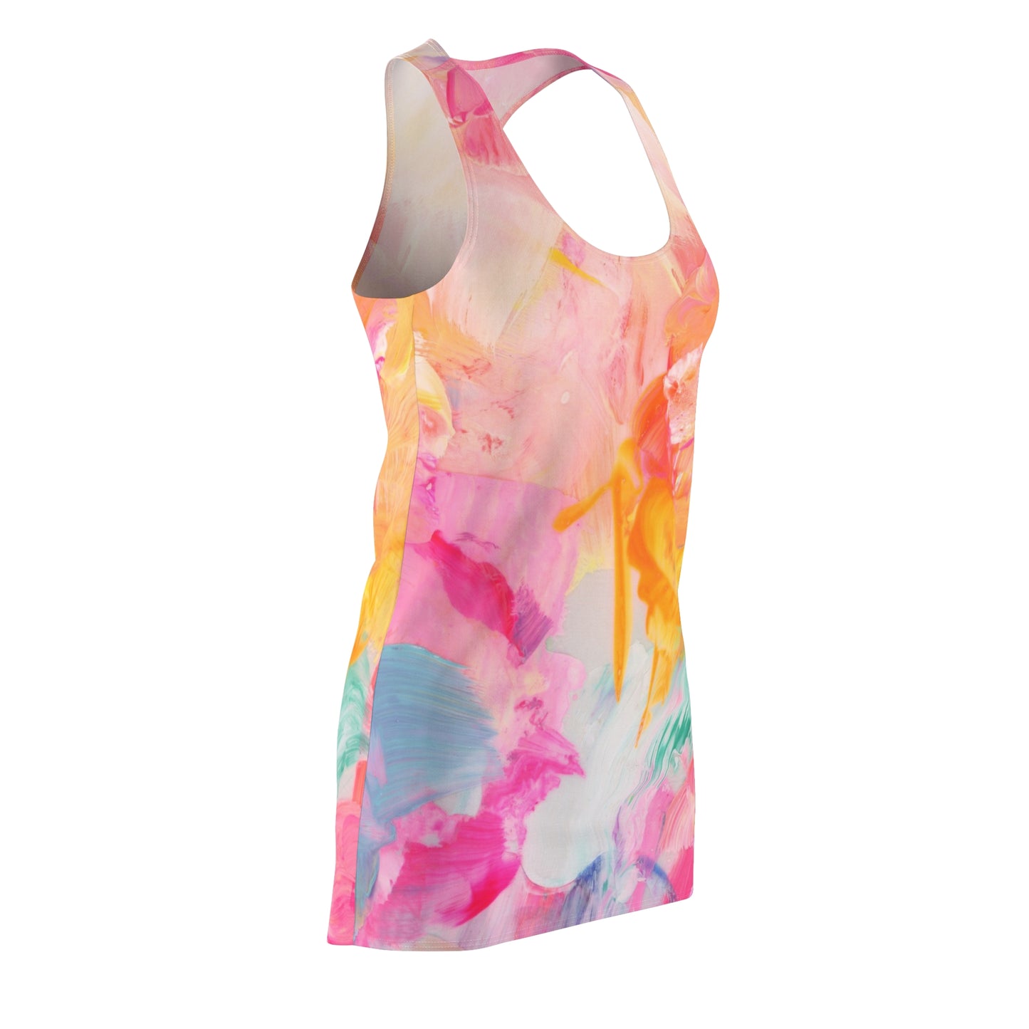 Vibrant Floral Racerback Dress, Summer Dress, Casual Dress, Beachwear, Festival Outfit, Art-Inspired Fashion