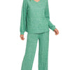 Zenana Soft Melange Long Sleeve Tee & Pants Set - DK GREEN