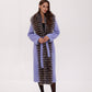 Genuine Silver Fox Virgin Wool Wrap Coat in Lavender