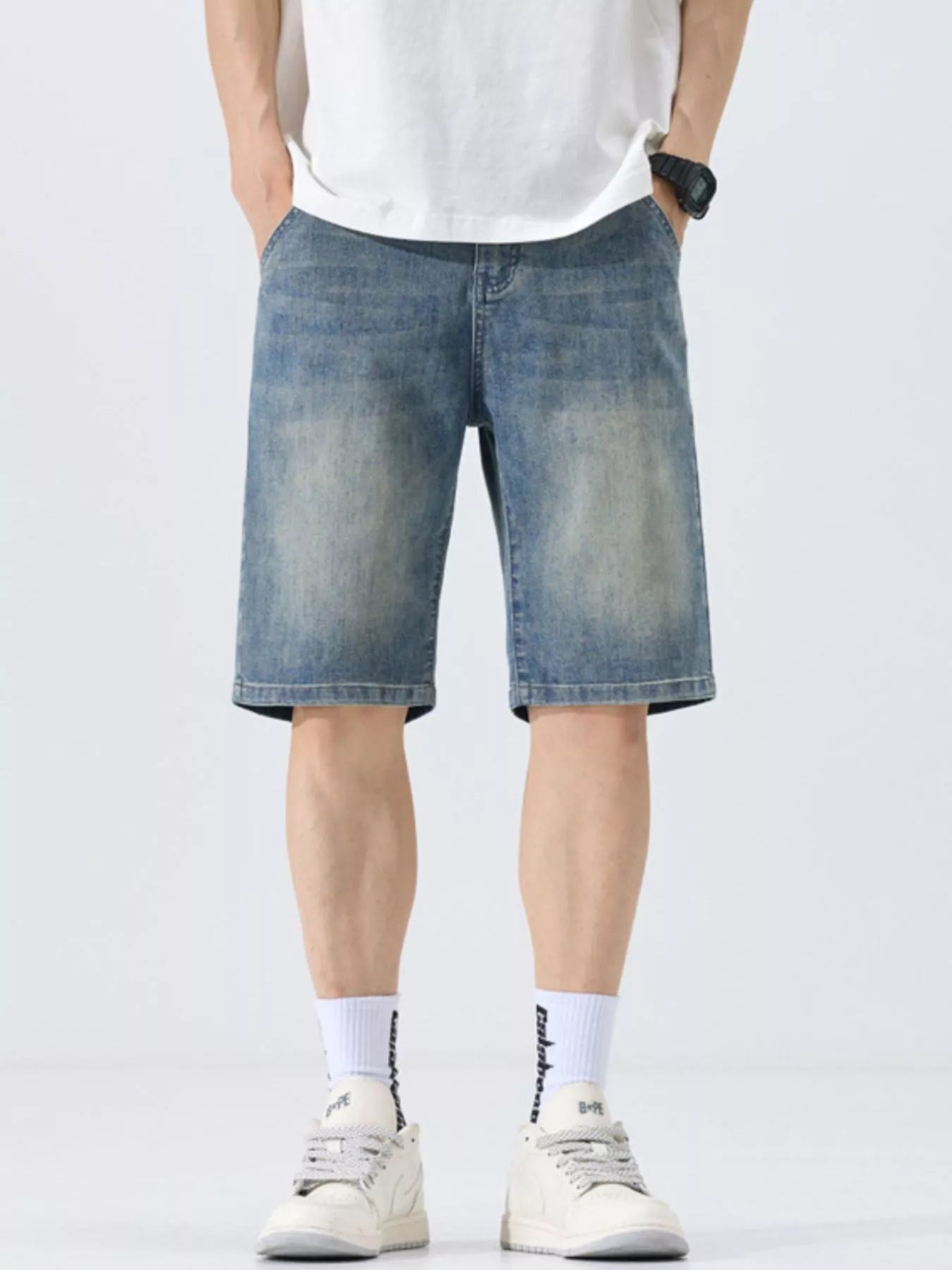 Men's Washed Loose Fit Denim Shorts - Farnelli