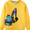 Children's Excavator Round Neck Sweatshirt - Yellow