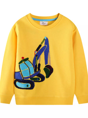 Children's Excavator Round Neck Sweatshirt - Farnelli