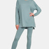 Zenana Full Size Brushed Microfiber Top and Leggings Lounge Set - Blue Grey