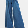RISEN Mid Rise Fit Wide Leg Knit Denim Look Jeans - MEDIUM