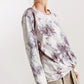 Umgee Full Size Tie Dye Front Gathered Detail Round Neck Long Sleeve T-Shirt Plus Size - Farnelli