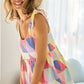 BiBi Multi Color Block Brushed Tied Ribbon Shoulder Top - Farnelli