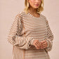 BiBi Open Seam Detail Textured Stripe Knit Top - Farnelli