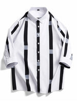 Men's Plus Size Striped Print Casual Shirt - Farnelli