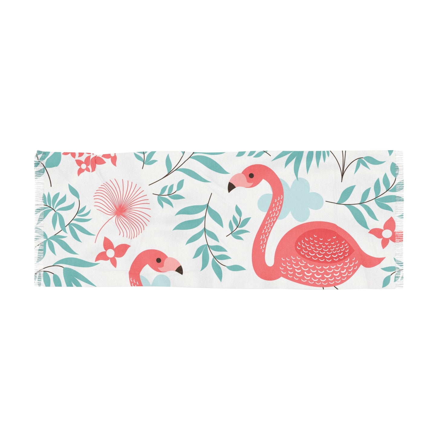 Flamingo Light Scarf - Tropical Summer Accessory, Beach Cover-Up, Gift for Her, Floral Scarf, Vacation Essential