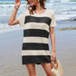 Openwork Round Neck Short Sleeve Cover-UP - Farnelli