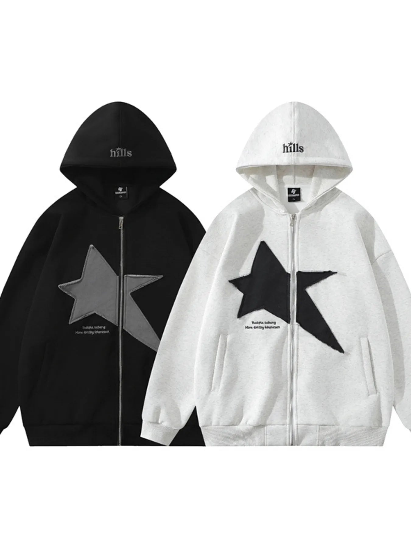 Men's Star Zip-Up Long Sleeve Hoodie - Farnelli