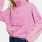 Zenana Acid Wash Fleece Half Snap Sweatshirt with Pocket - Farnelli