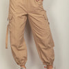 VERY J Elastic Waist Woven Cargo Pants - Taupe