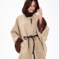 Genuine Mink Fur Double Face Wool Hooded Poncho