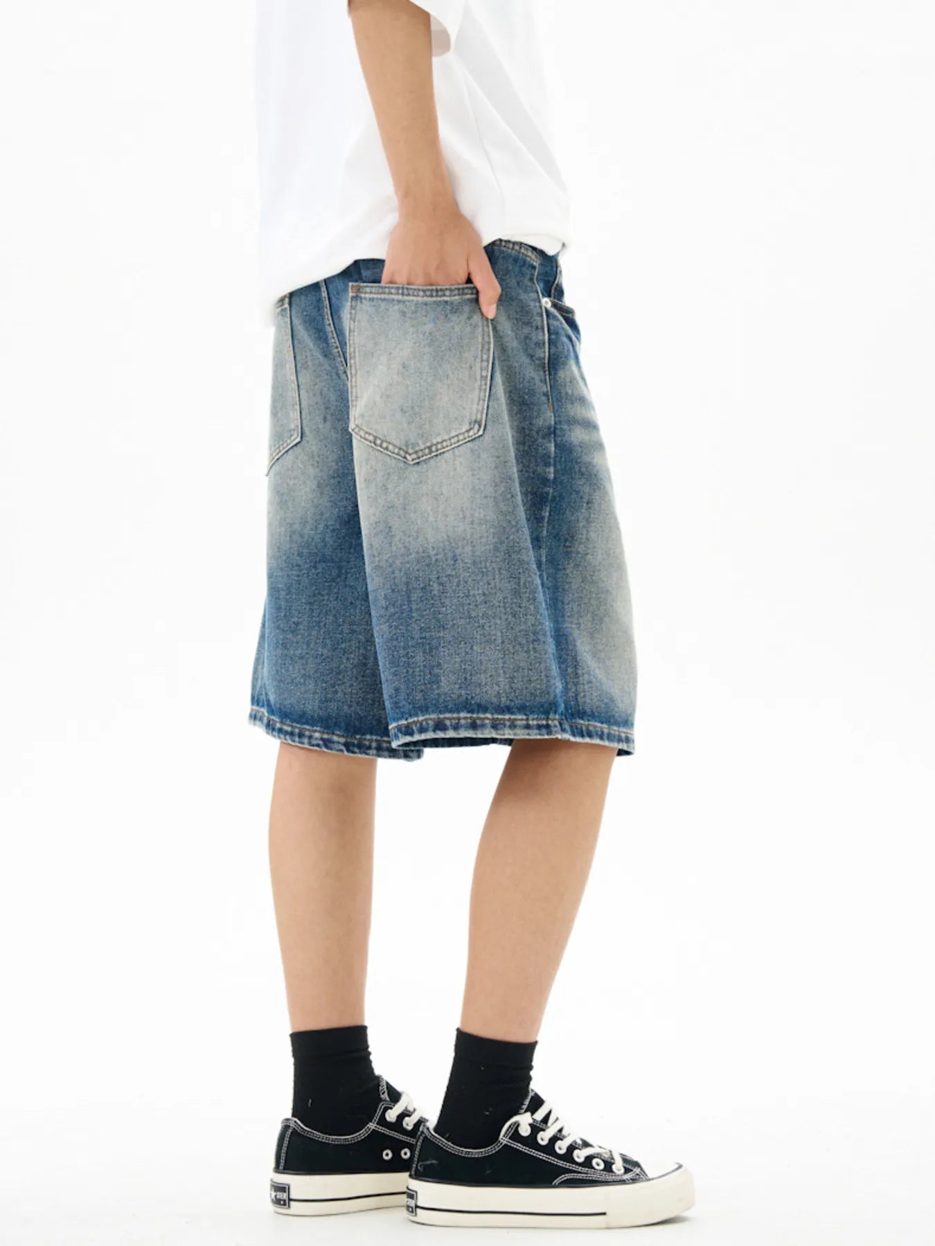 Men's Washed Loose Fit Denim Shorts - Farnelli