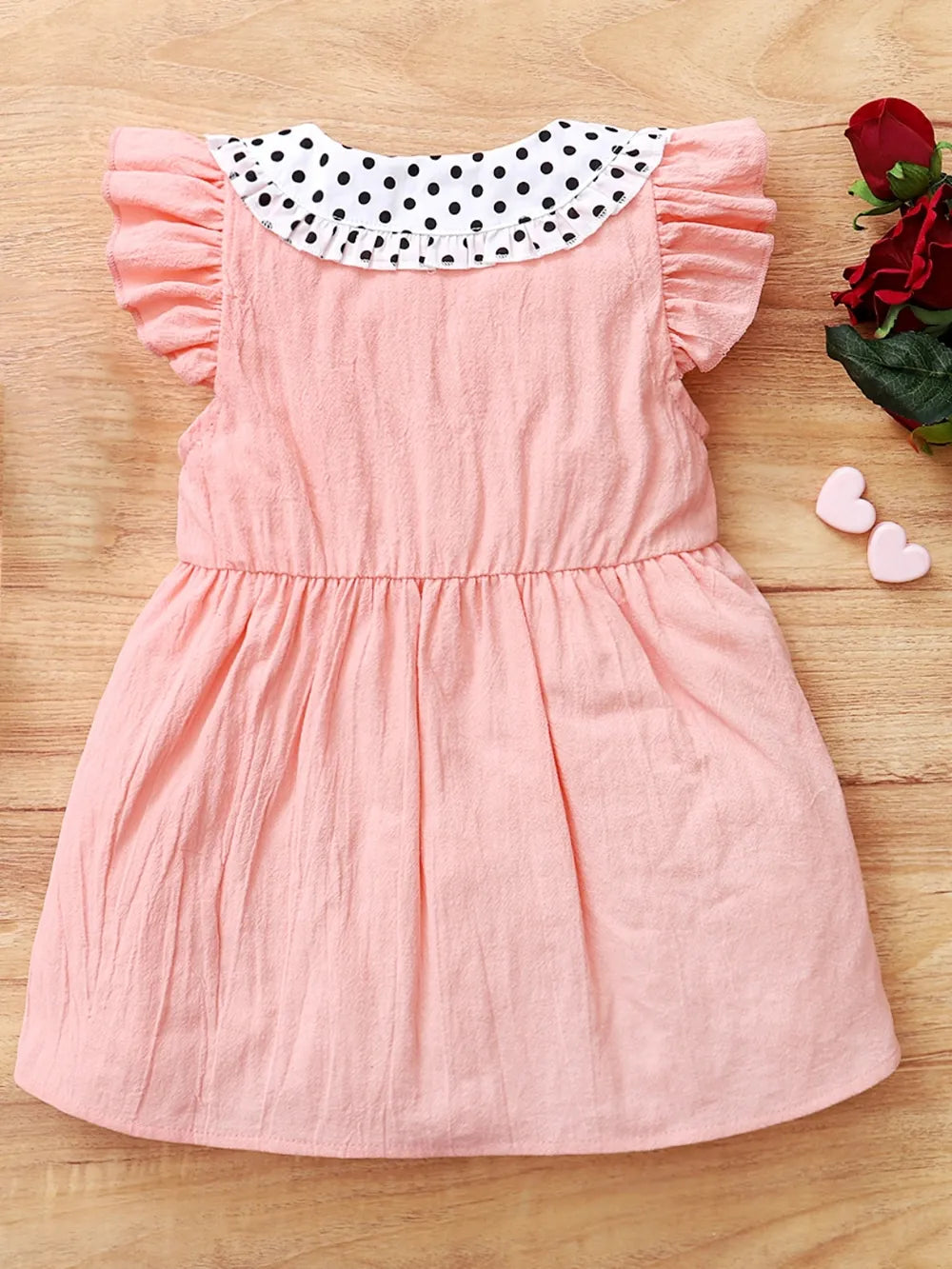 Children's Bow Peter Pan Collar Ruffle Sleeve Dress - Farnelli