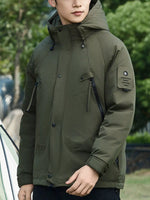 Men's Plus Size Hooded Snap Down Jacket - Farnelli