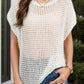 Openwork Round Neck Short Sleeve Cover-Up - Farnelli