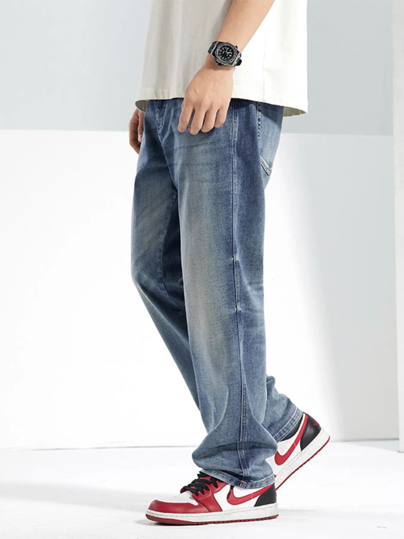 Men's Washed Straight Jeans - Farnelli