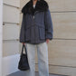 Rimini Genuine Fur Trim Wool Blend Parka in Graphite