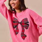 SO ME Checker Plaid Ribbon Christmas Holiday Sweater - Farnelli