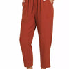 Zenana Woven Crepe Elastic Band Waist Pants - RUST