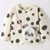 Children's Panda Applique Polka Dot Long Sleeve T-Shirt - Beige