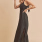 Aemi + Co Ruched Side Slit Cutout Back Maxi Cami Dress - Farnelli
