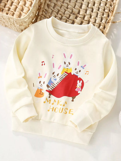 Children's Cute Rabbit Piano Crew Neck Sweatshirt - Farnelli