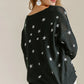Umgee Full Size Star V-Neck Long Sleeve Sweater Plus Size - Farnelli