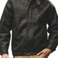 Men's Plus Size Zip Up Stand Collar Biker Jacket - Farnelli