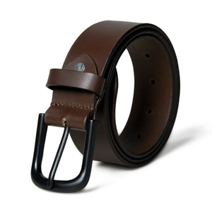 Classy Leather Bags Prestige brown leather belt with a sleek buckle, showcasing high-quality genuine leather and classic design.