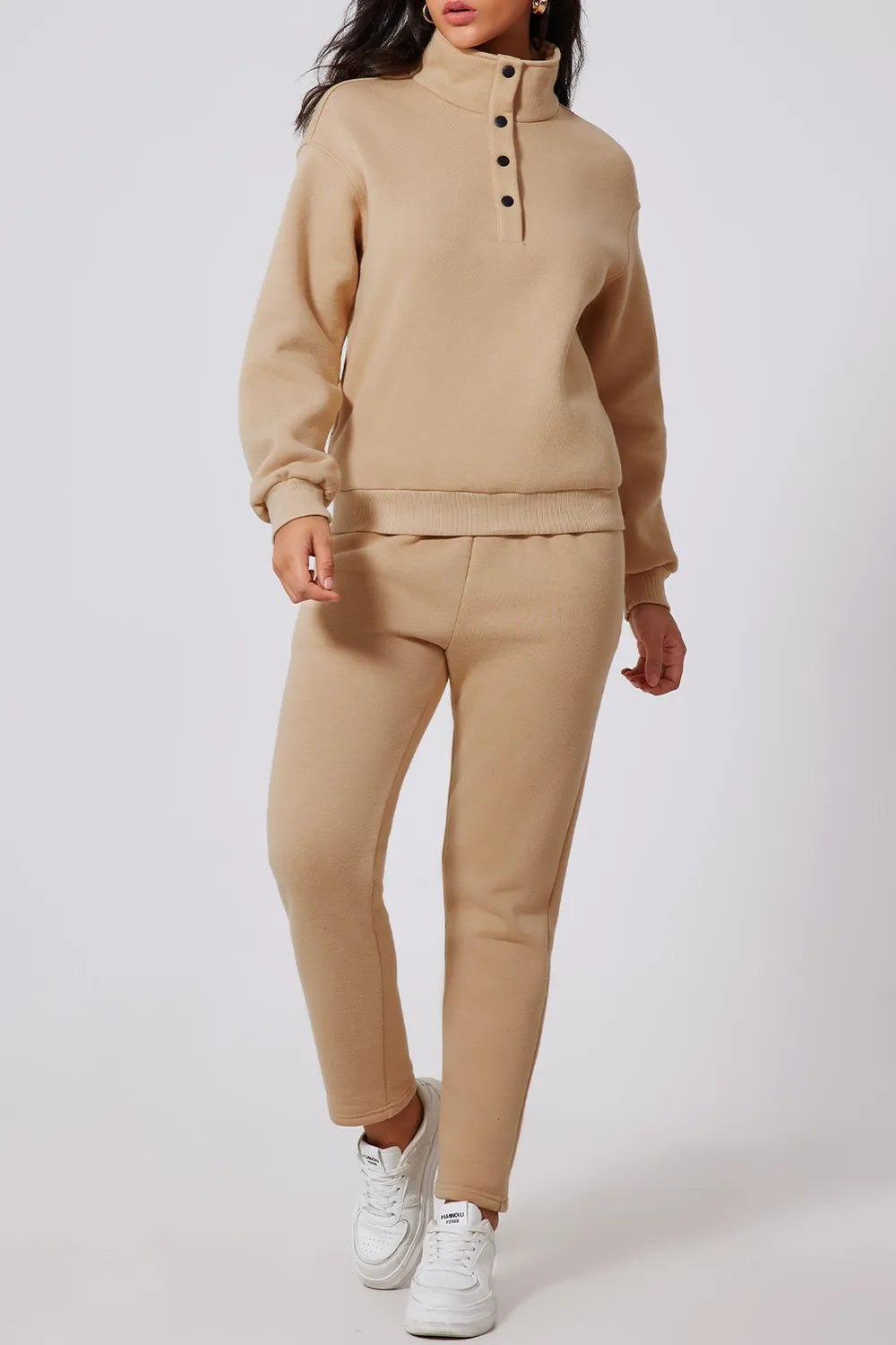 Half Snap Turtleneck Top and Pants Active Set - Farnelli