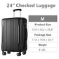 HouseOfZazla 24-inch black expandable ABS hardshell suitcase with double wheels