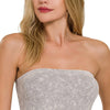 Zenana Washed Ribbed Seamless Tube Top - Light Gray