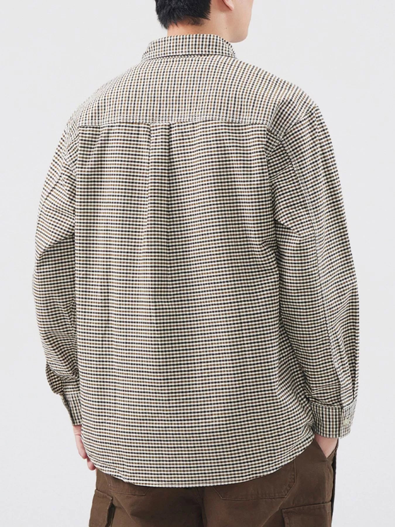 Men's Plus Size Plaid Button Up Long Sleeve Shirt - Farnelli