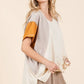 Mittoshop Color Block V-Neck Short Sleeve T-Shirt - Farnelli