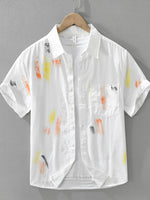 Men's Plus Size Printed Short Sleeve Button-Up Shirt - Farnelli
