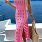 Openwork Slit Scoop Neck Sleeveless Cover Up - Farnelli