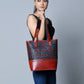 Neela Ajrakh Leather Tote Bag