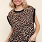 Haptics Leopard Print Dolman Cap Sleeve Knit Top - Farnelli