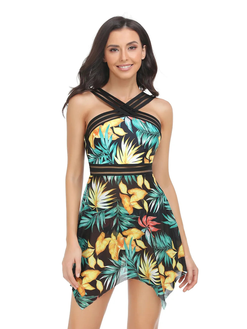 Cutout Printed Two-Piece Swim Set - Farnelli