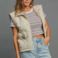 Umgee Sleeveless Quilted Vest with Bow Details - Farnelli